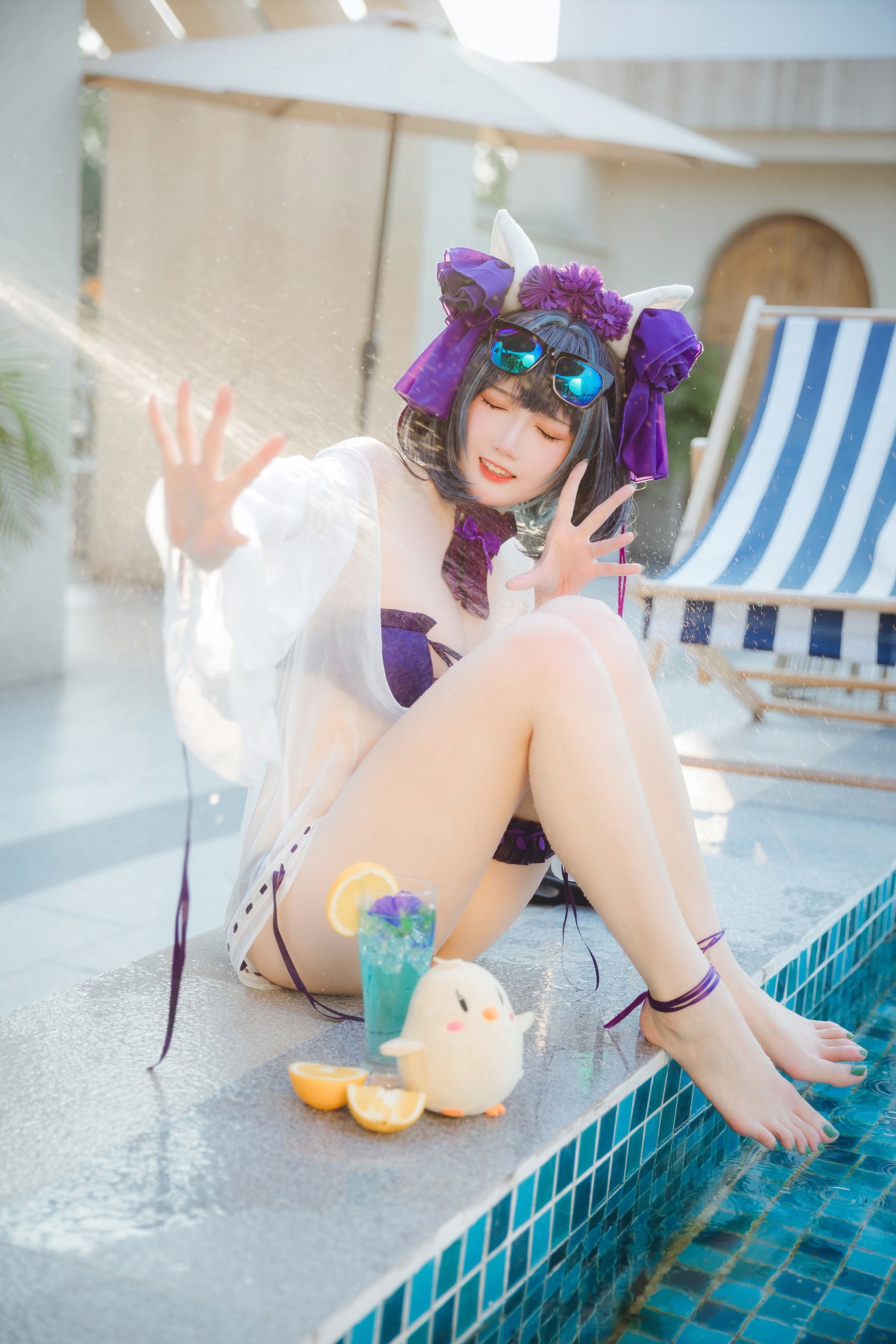 图片[1]-瓜希酱 – NO.075 柴郡泳装 [32P]-XikXak